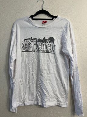 Element White Long Sleeve Tee with Gray Chest Graphic
